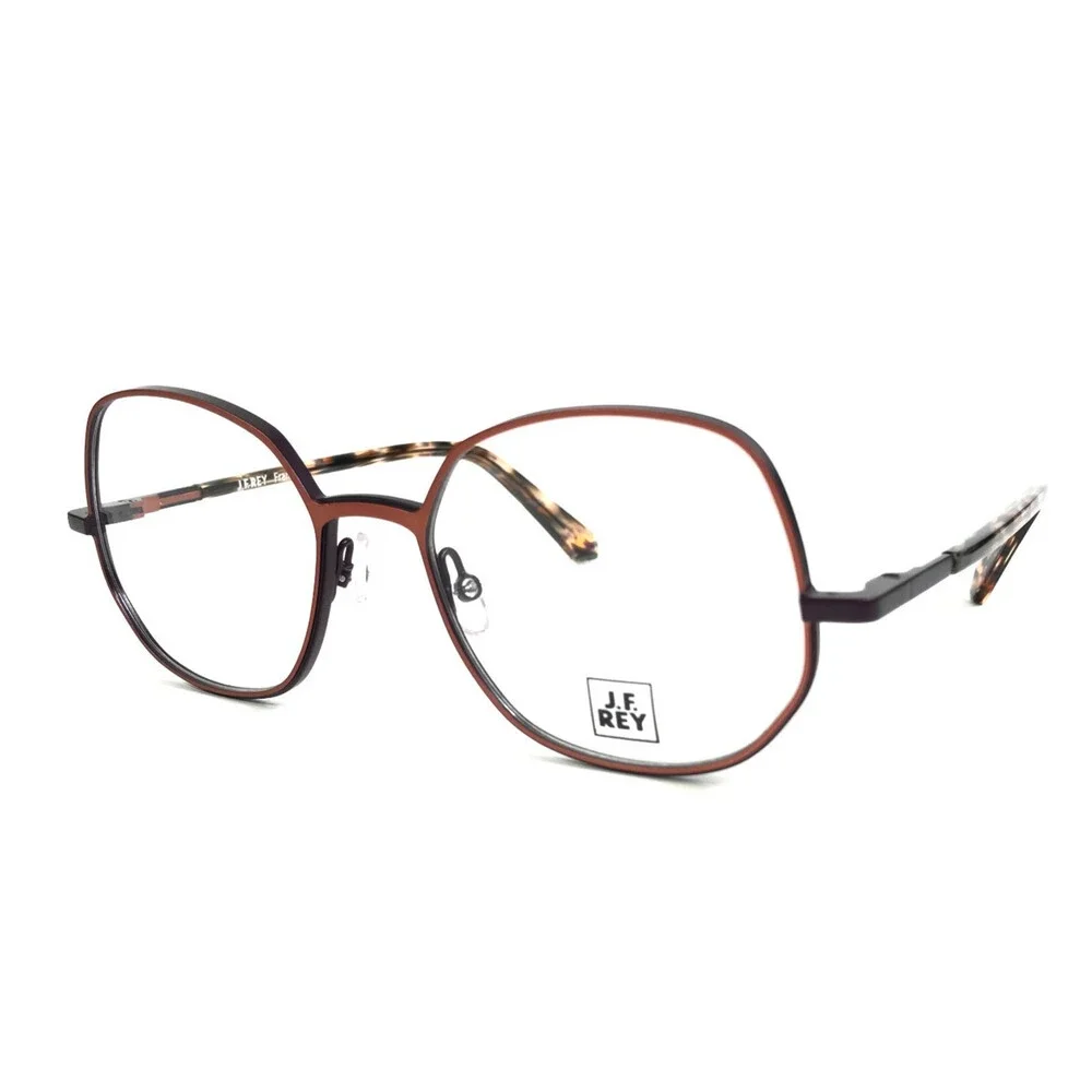 J. F. Rey Eyeglasses Frames JF3071 8398 Purple Red Tortoise Oversized 52-18-140